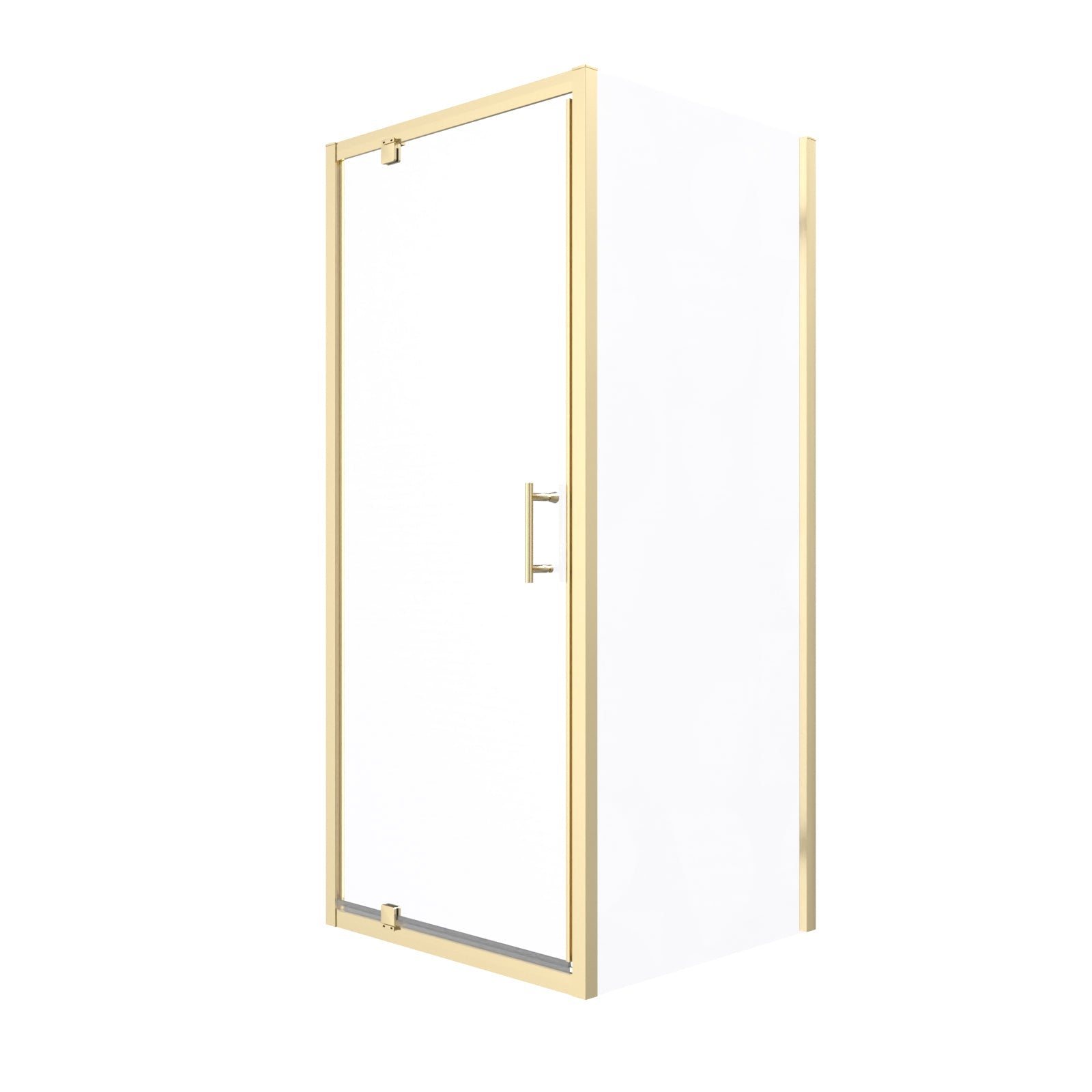 Jupiter 900 x 900mm Brushed Brass Framed Pivot Door Shower Enclosure & Side Panel