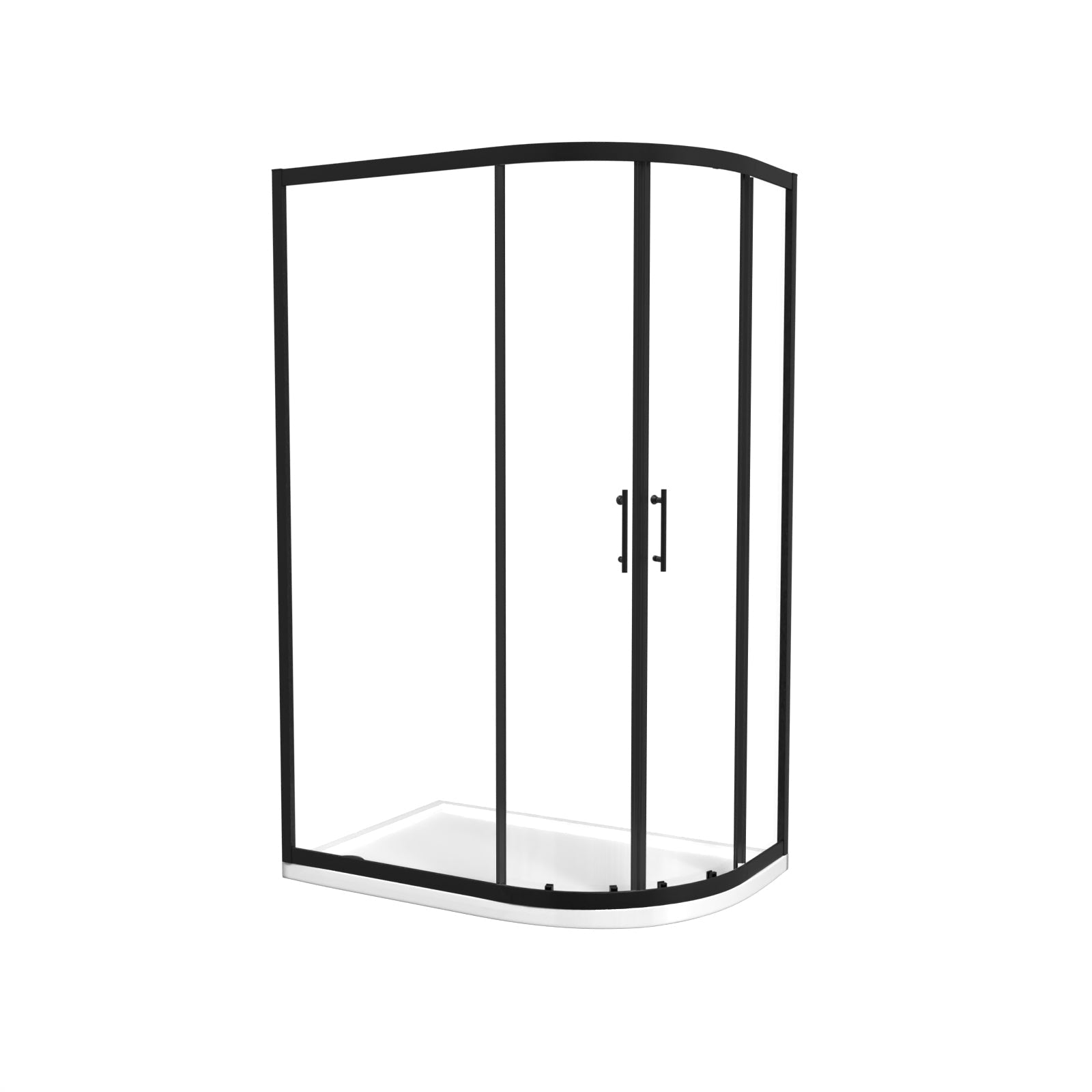 Matt Black RH 1200 x 800mm Offset Quadrant Shower Enclosure & Tray