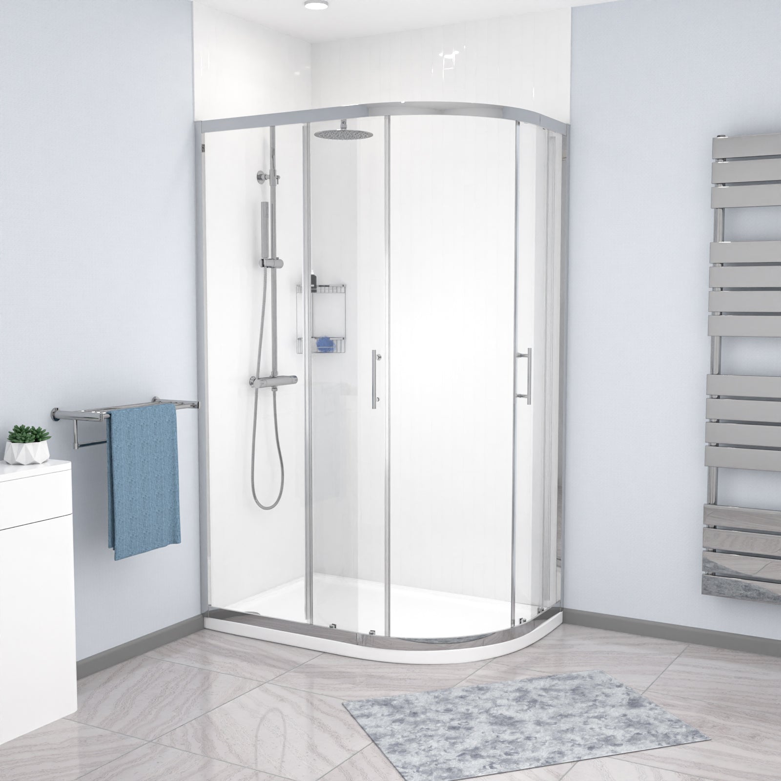 Chrome RH 1200 x 800mm Offset Quadrant Shower Enclosure & Tray