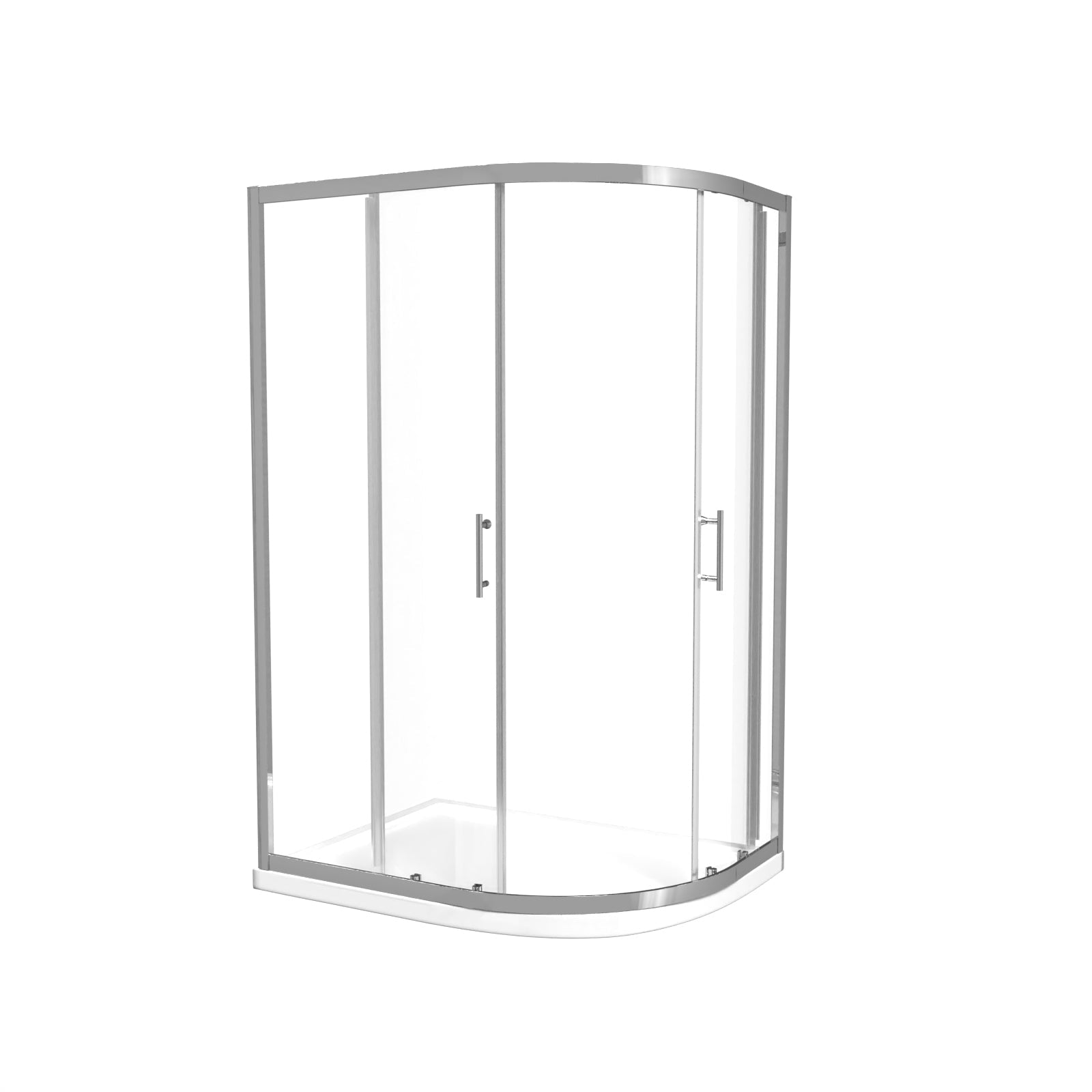 RH 1200 x 900mm Chrome Framed Offset Quadrant Shower Enclosure & Tray