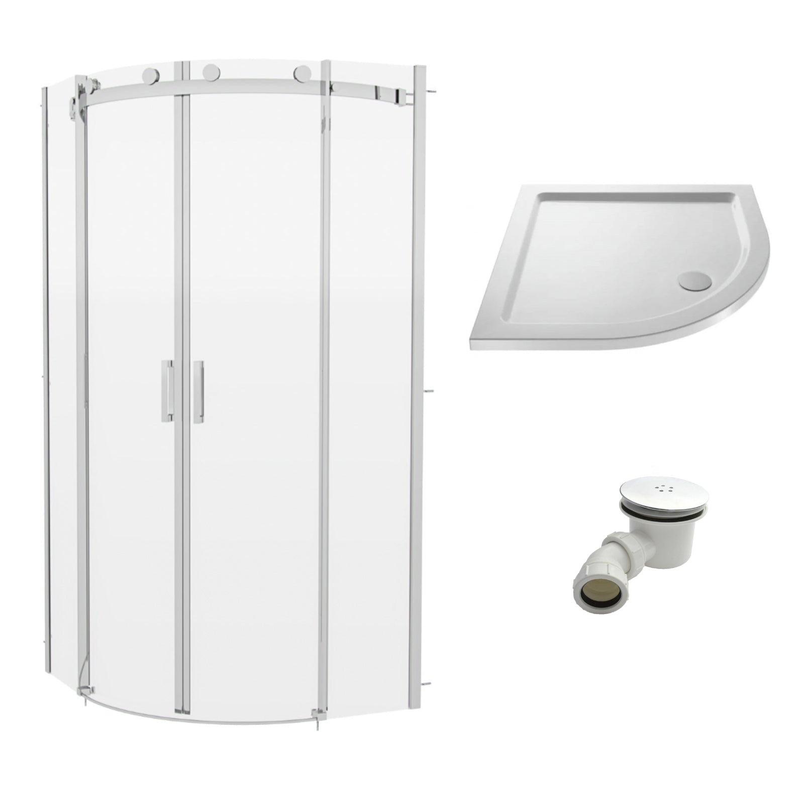 Hardwick 800mm x 800mm Frameless Quadrant Sliding Door Shower Enclosure 8mm Clear Glass