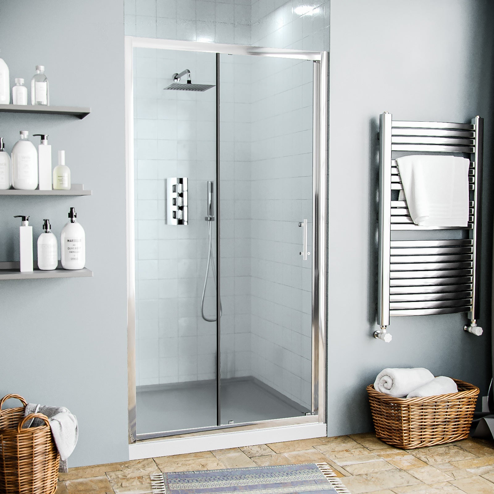 Saturn Glass Shower Sliding Door Panel Width 1000, 1100, 1200, 1300, 1500, 1600mm