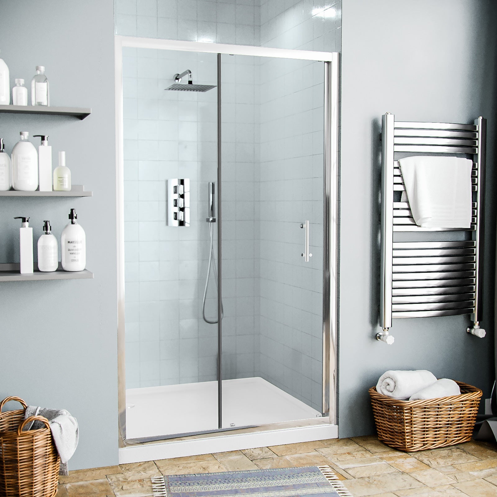 Saturn Glass Shower Sliding Door Panel Width 1000, 1100, 1200, 1300, 1500, 1600mm