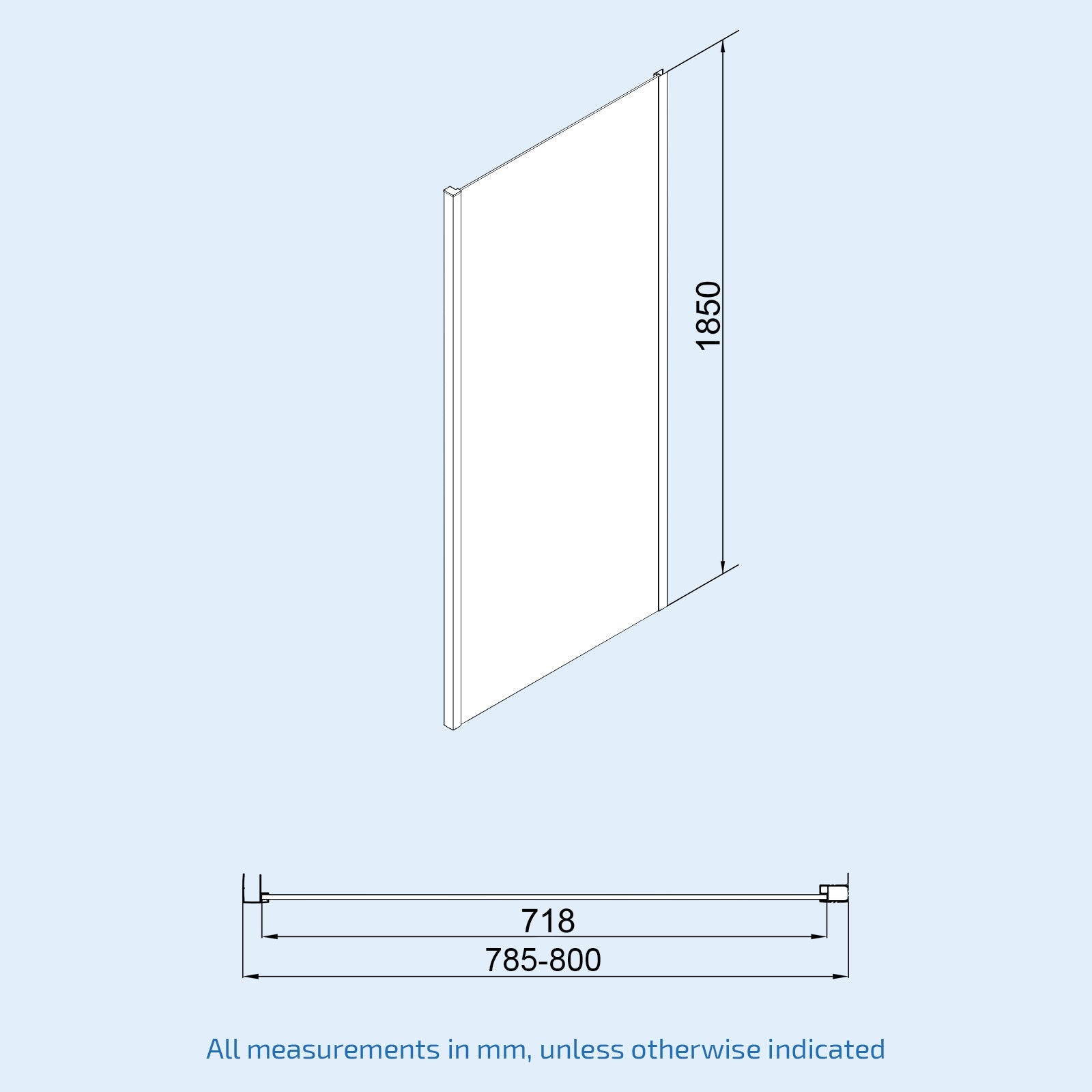 Manga 1500mm Shower Enclosure Sliding Door & 800mm Glass Side Panel Chrome