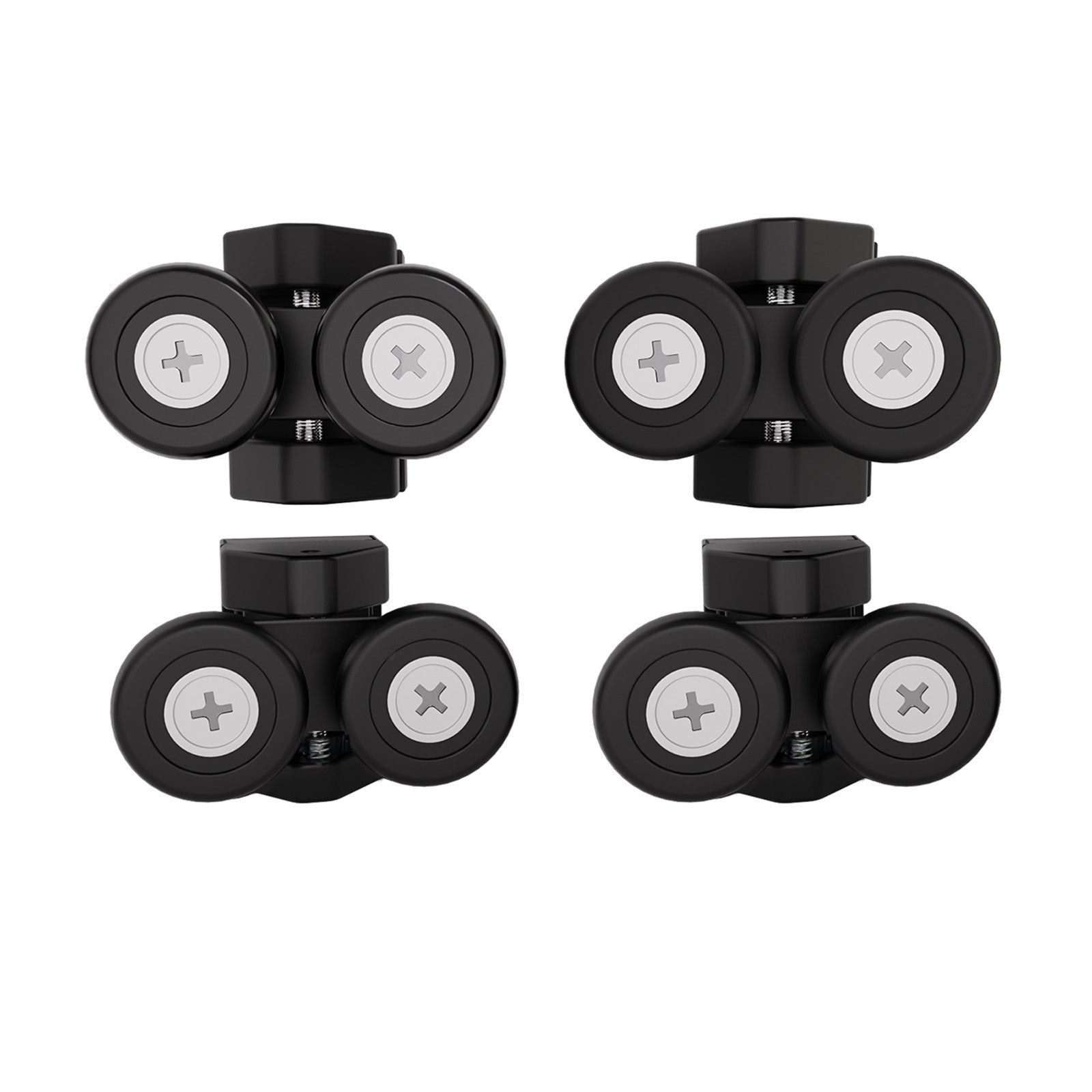4 Shower Door Wheels 23mm Black Twin upper and bottom Roll Runners