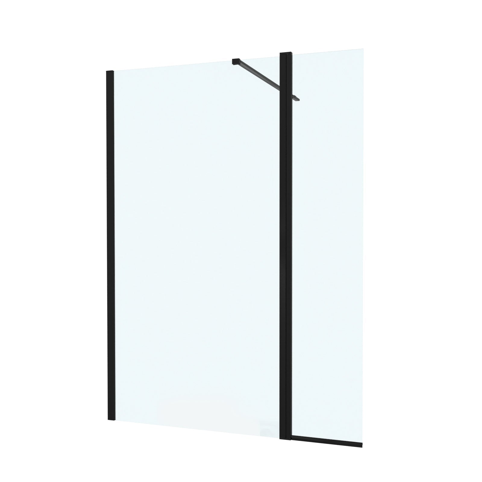 Magna Black 1000mm Wet Room Shower 8mm Tempered Glass Screen With 300mm Flipper Panel