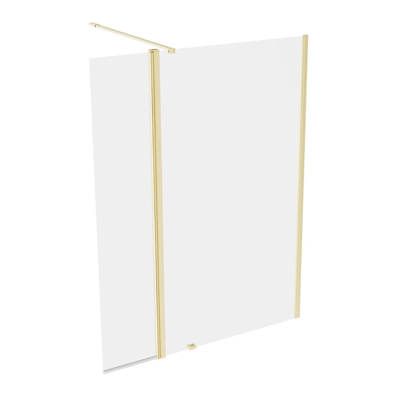 Brushed Brass 1200mm Wet Room Shower Screen 8mm Tempered Glass With 300mm Flipper Panel