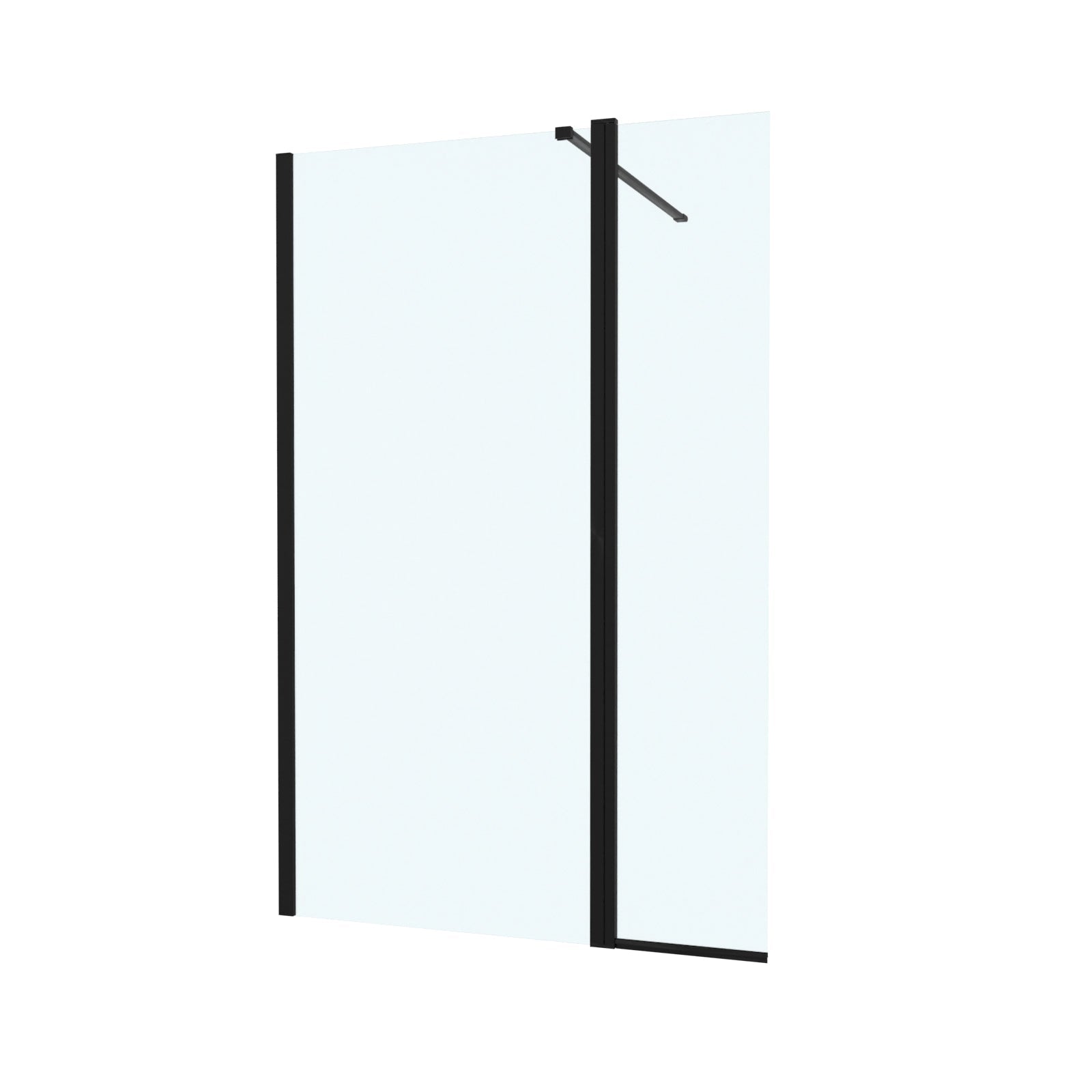 Magna Black Wet Room 1200 Shower 8mm Tempered Glass Screen with 300mm Flipper Panel