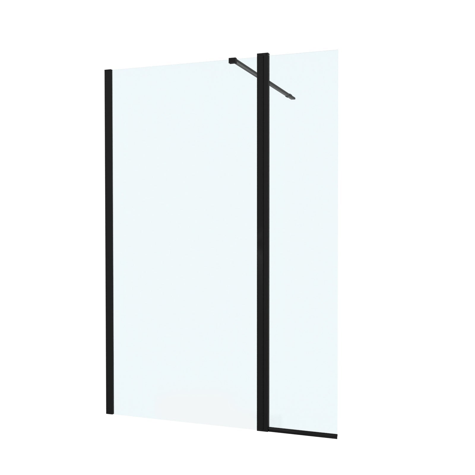 Magna Black 800mm Wet Room Shower 8mm Tempered Glass Screen With 300mm Flipper Panel