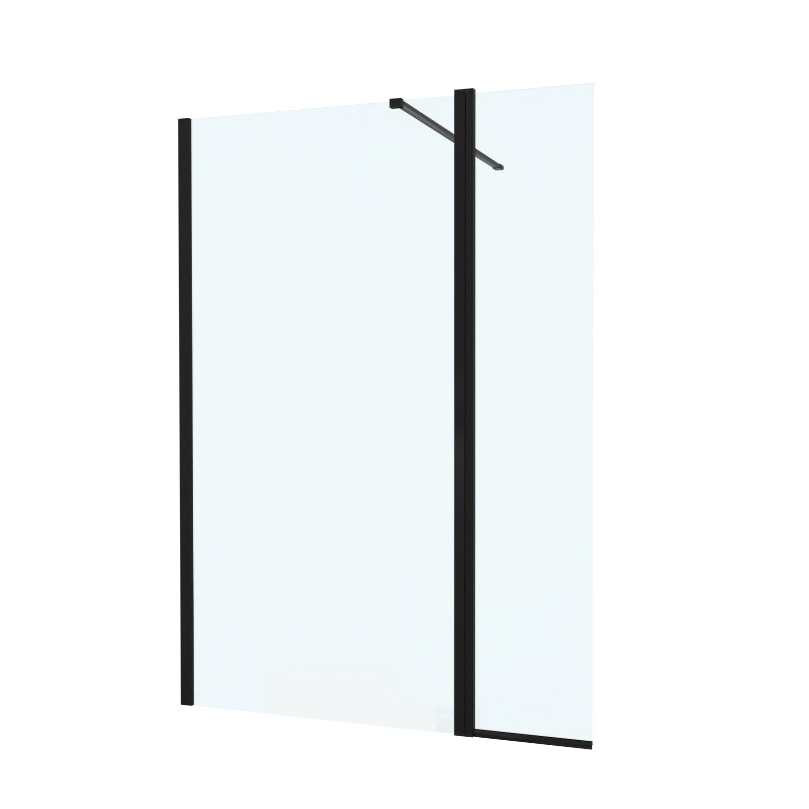 Magna Black 900mm Wet Room Shower 8mm Tempered Glass Screen With 300mm Flipper Panel