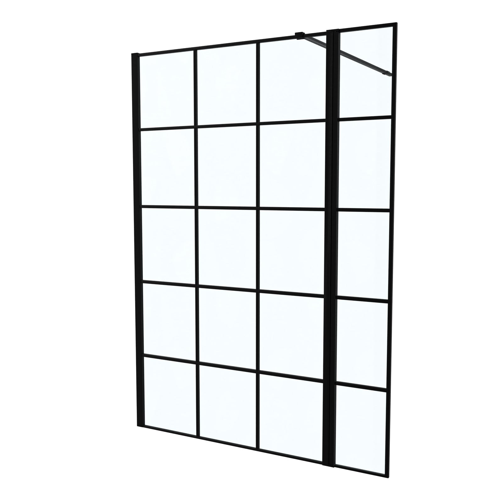 Magna Black Grid 1000mm Wet Room Shower Screen 8mm Tempered Glass & 300mm Return Panel