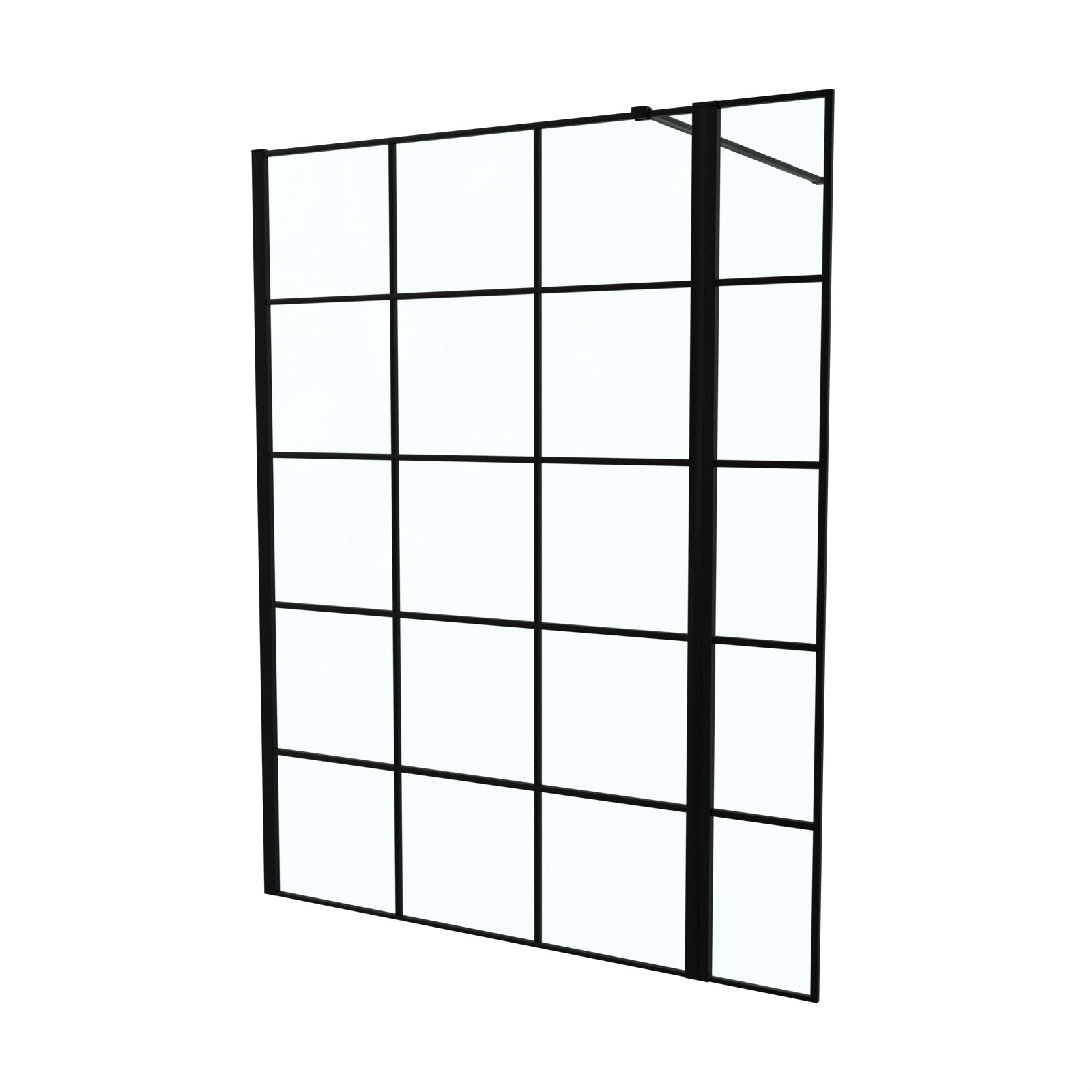 Magna Black Grid 1200mm Shower Screen 8mm Tempered Glass & 300mm Return Panel