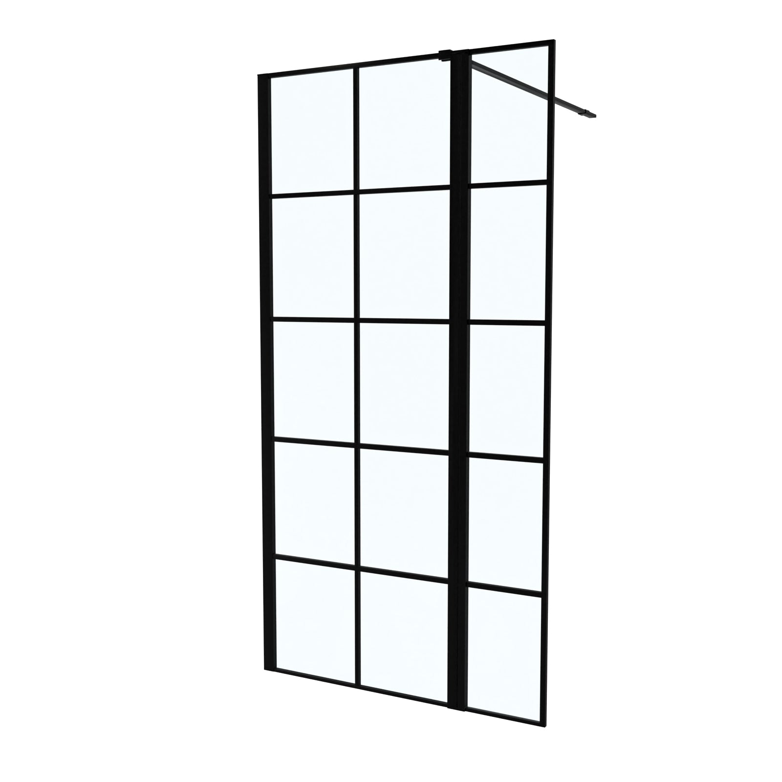 Magna Black Grid 900mm Wet Room Shower Screen 8mm Tempered Glass & 300mm Return Panel