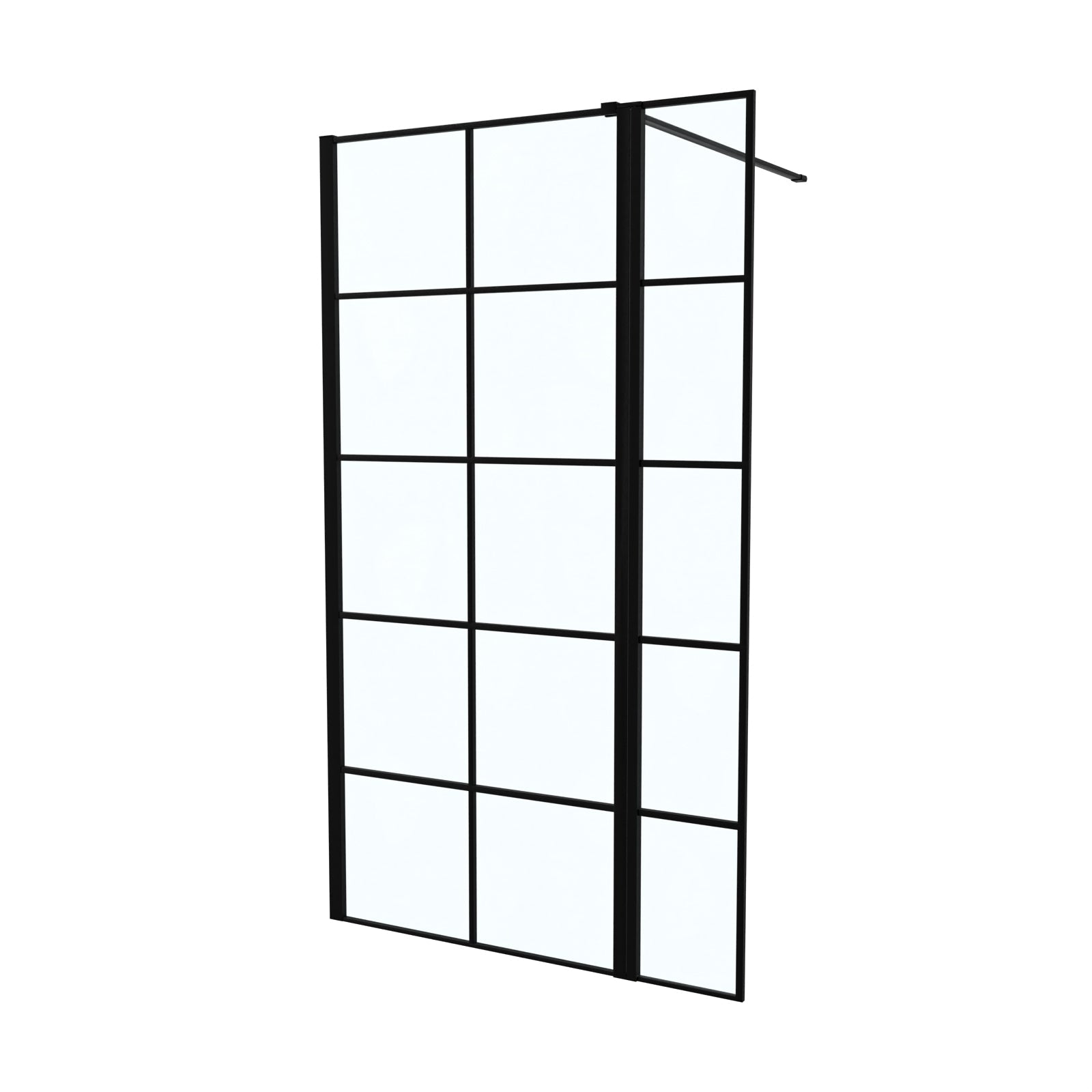 Magna Black Grid 800mm Wet Room Shower Screen 8mm Tempered Glass & 300mm Return Panel
