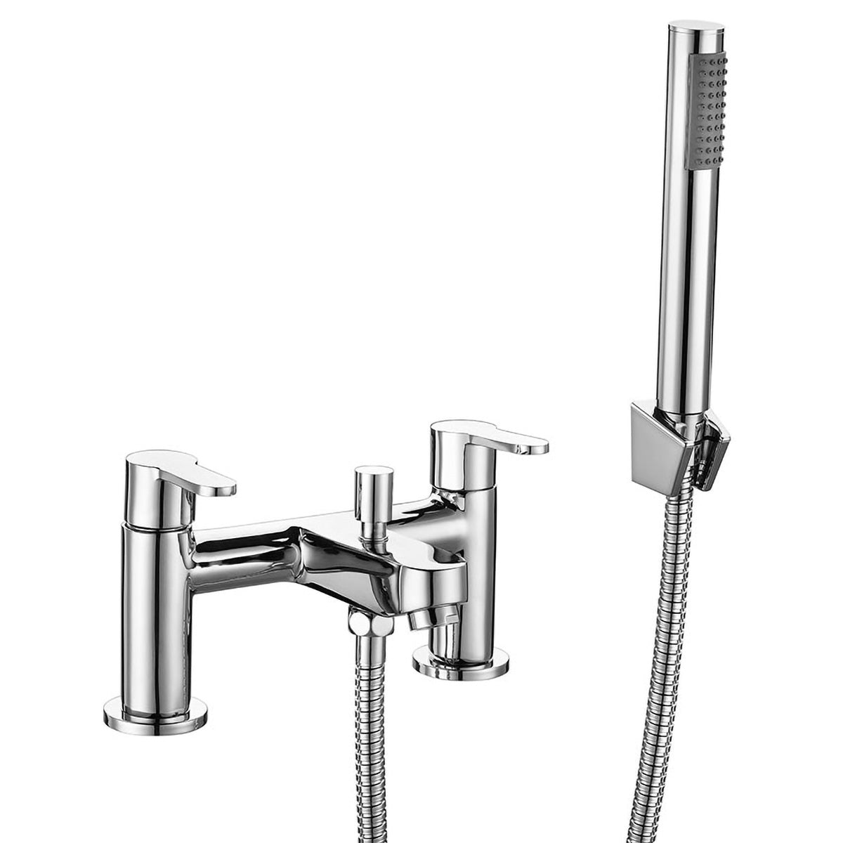 Chrome Modern Brass Bath Filler Shower Mixer Tap Bathroom & Handheld Shower