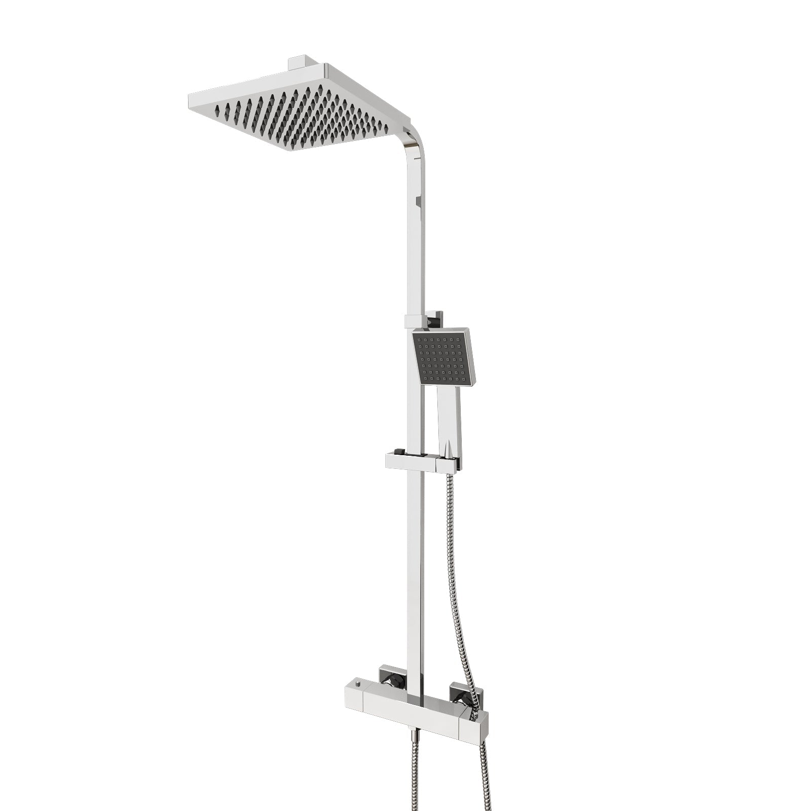 Solid Brass Thermostatic Shower Mixer Chrome With Slide Rail Kit Square