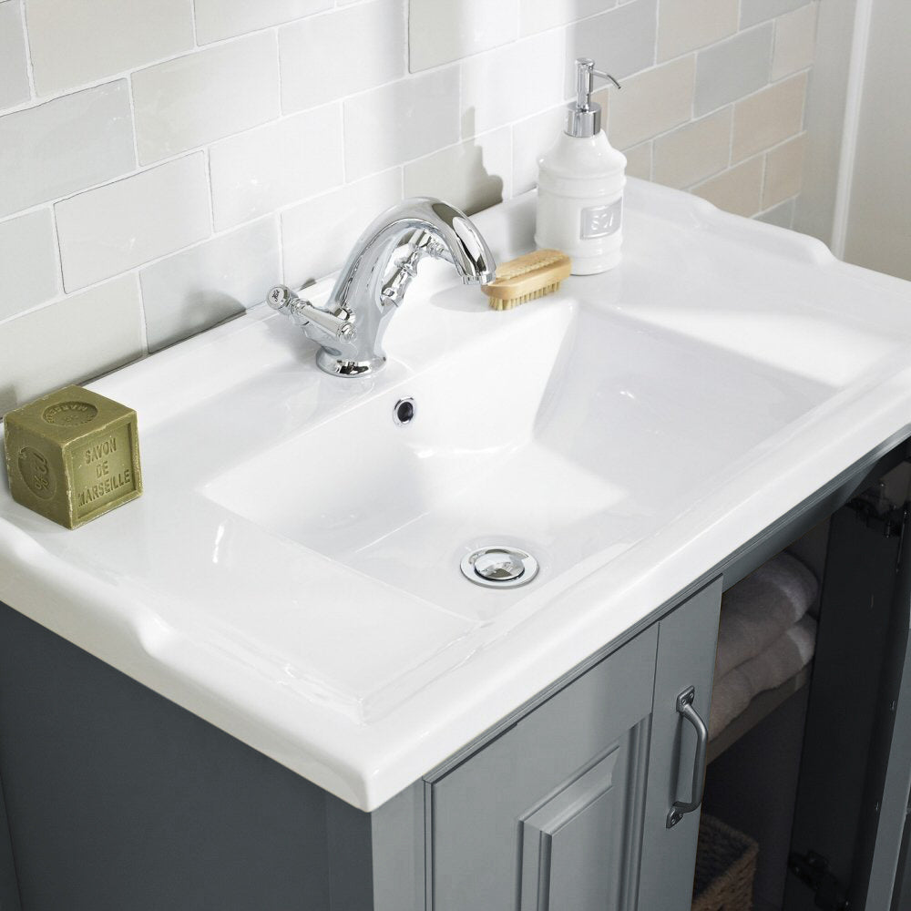 Chiltern 800mm Grey Bathroom Basin Vanity Cabinet Unit
