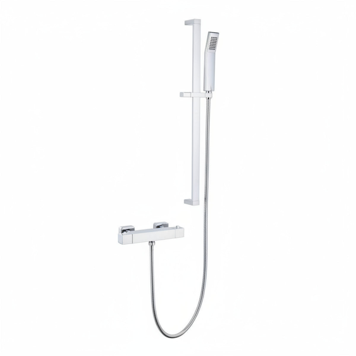 Kartell Pure Chrome Thermostatic Bar Shower with Slider Rail Kit and Handset - SHO029PR
