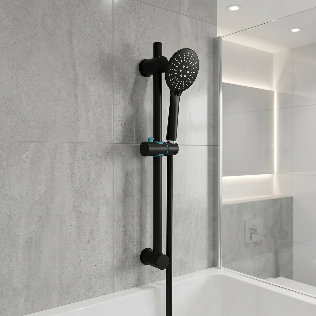 Kartell Nero Black Round Slider Rail Kit and Handset - SHO057NR