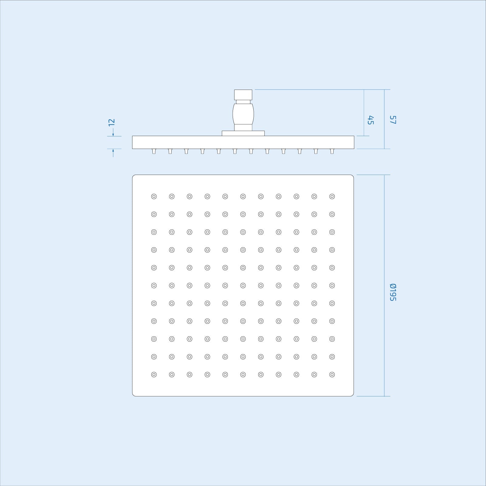 Lilly 3 Dial 2 Way Square Concealed Thermostatic Mixer Valve, Handset & Square Shower Head Chrome