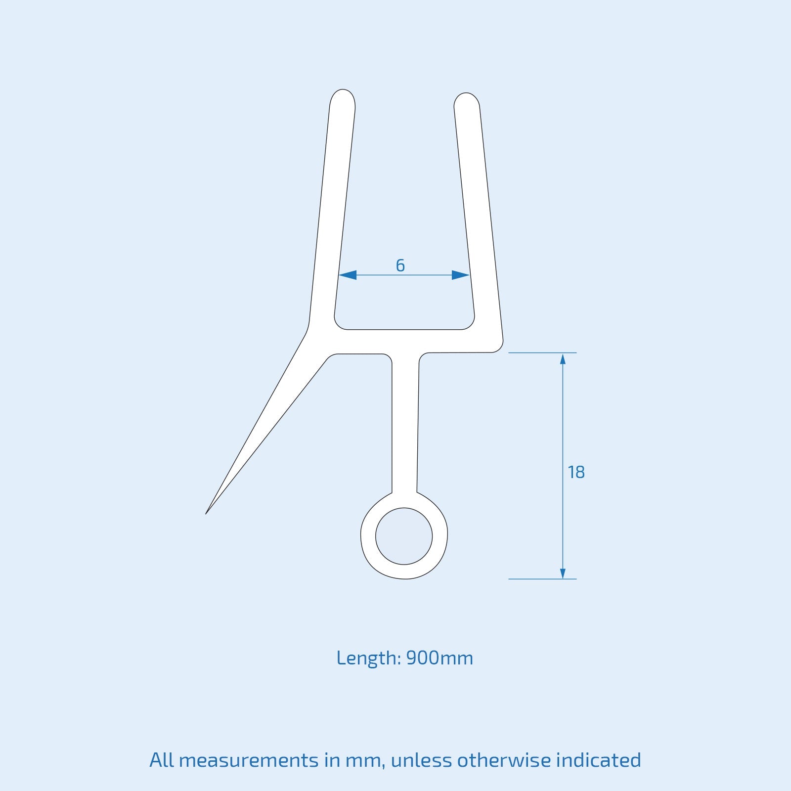 900 mm Glass Shower Door Rubber Seal Strip Gap 18 mm