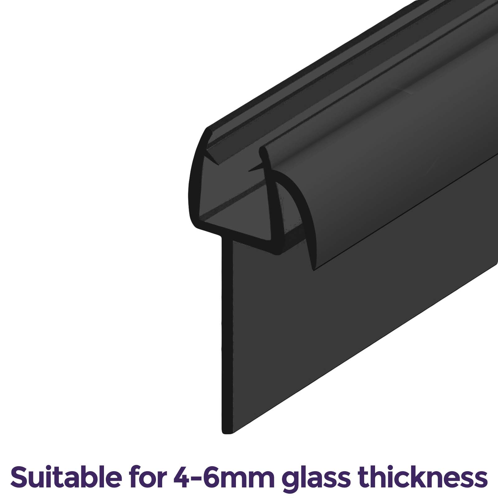 750 mm Glass Shower Door Rubber Seal Strip Gap 6 mm Black