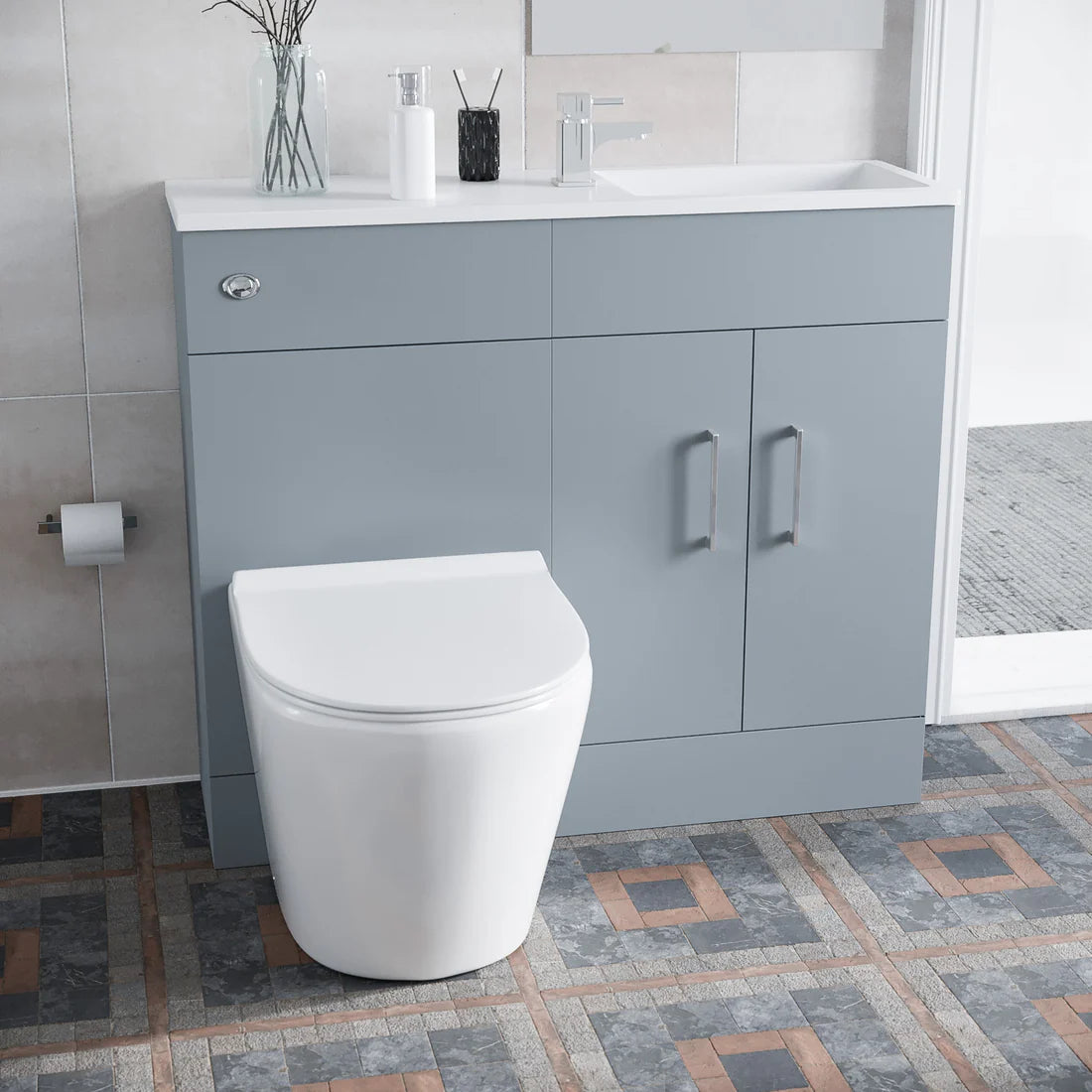 James 1000mm Slimline Matte Grey Vanity Basin & WC Unit & Round BTW Toilet