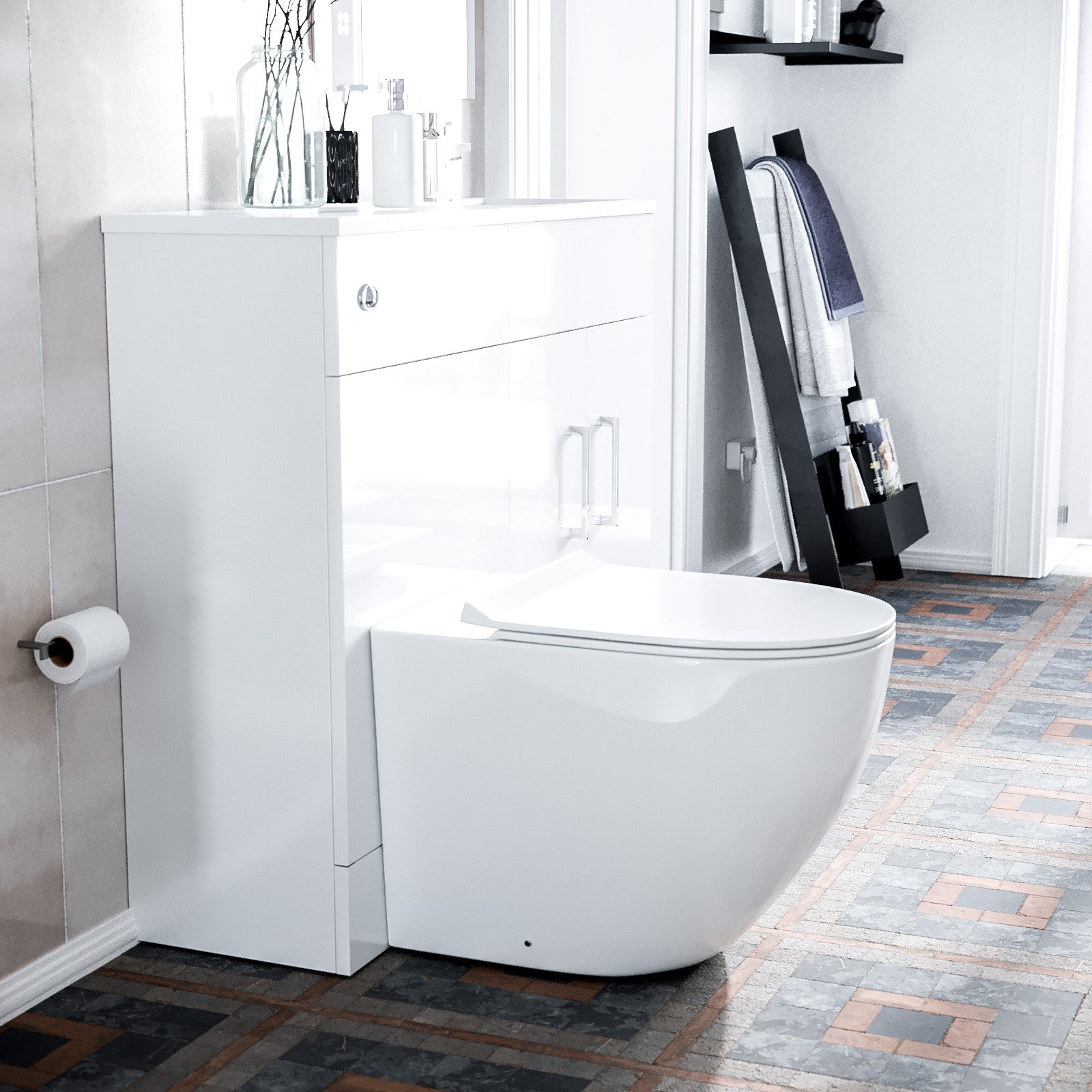 James 1000 Freestanding White Slimline Vanity Basin WC Unit BTW Toilet