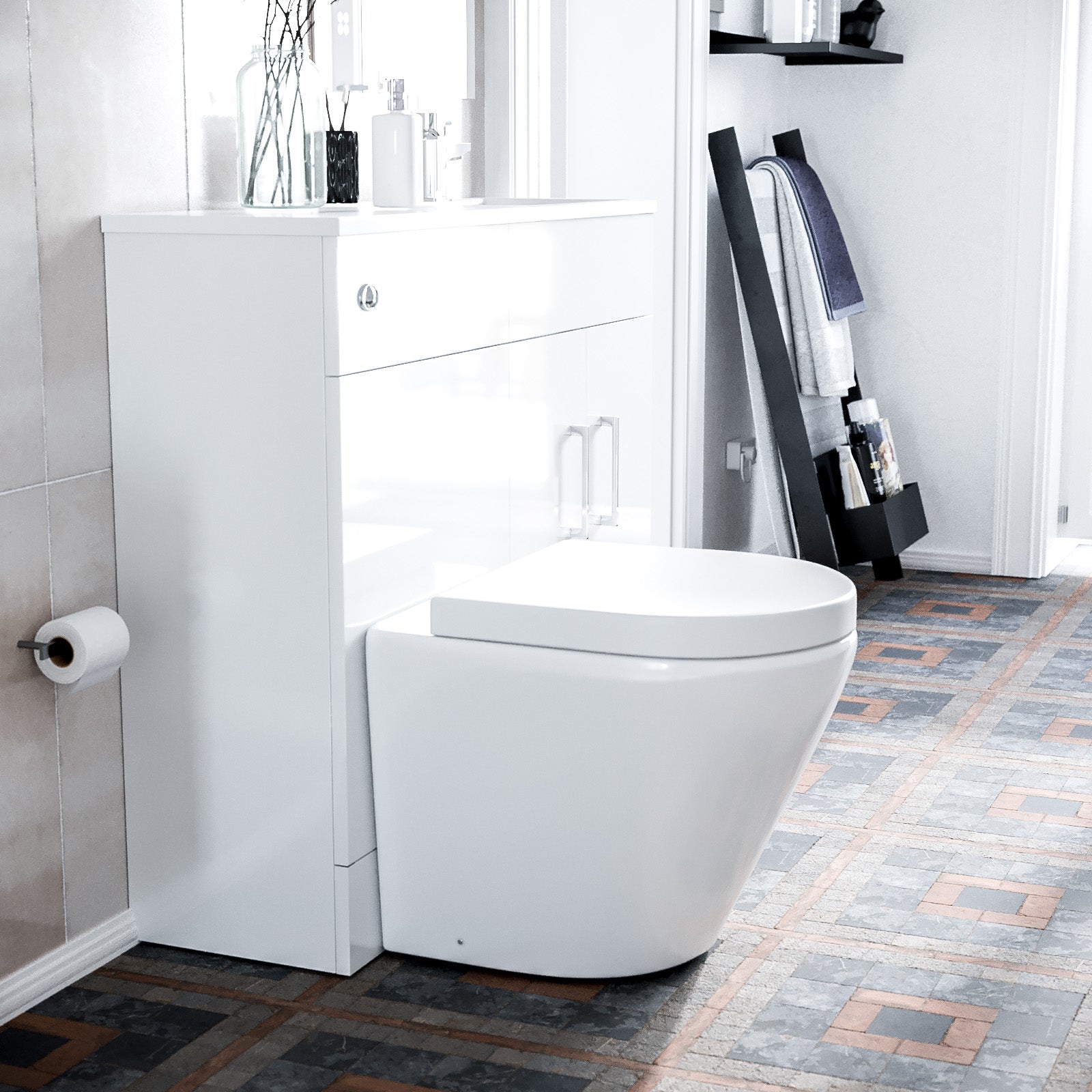 James 1000mm White Slimline Vanity with Basin WC Unit and Rimless Toilet