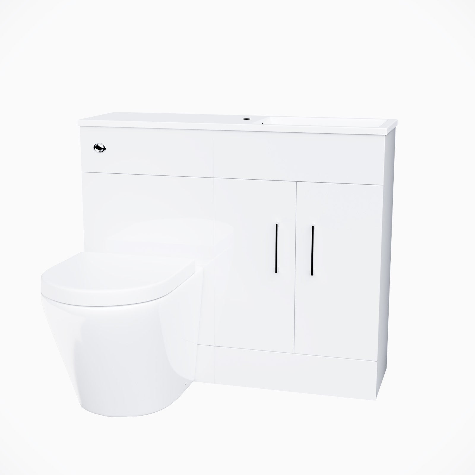 James 1000mm White Slimline Vanity with Basin WC Unit and Rimless Toilet