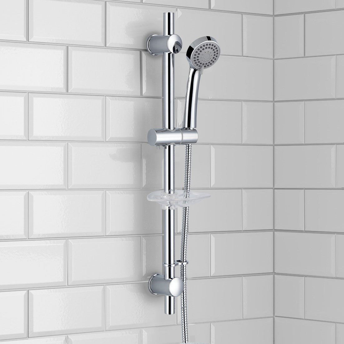 Violet Thermostatic 2 Dial 2 Way Round Set - Slim Shower Head & Slider Rail Handset