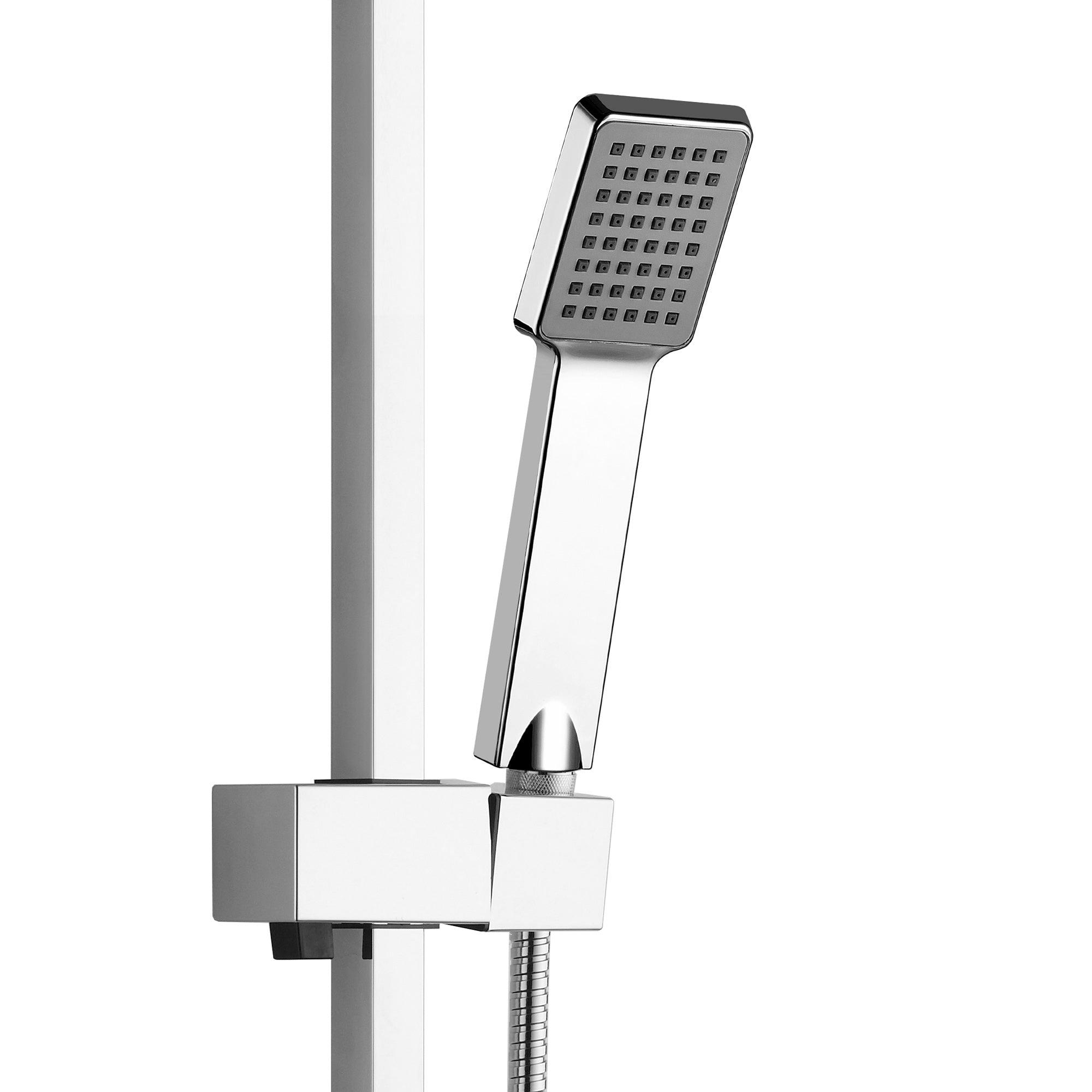 Square Chrome Plated Slider Rail Kit - Single Mode Handset