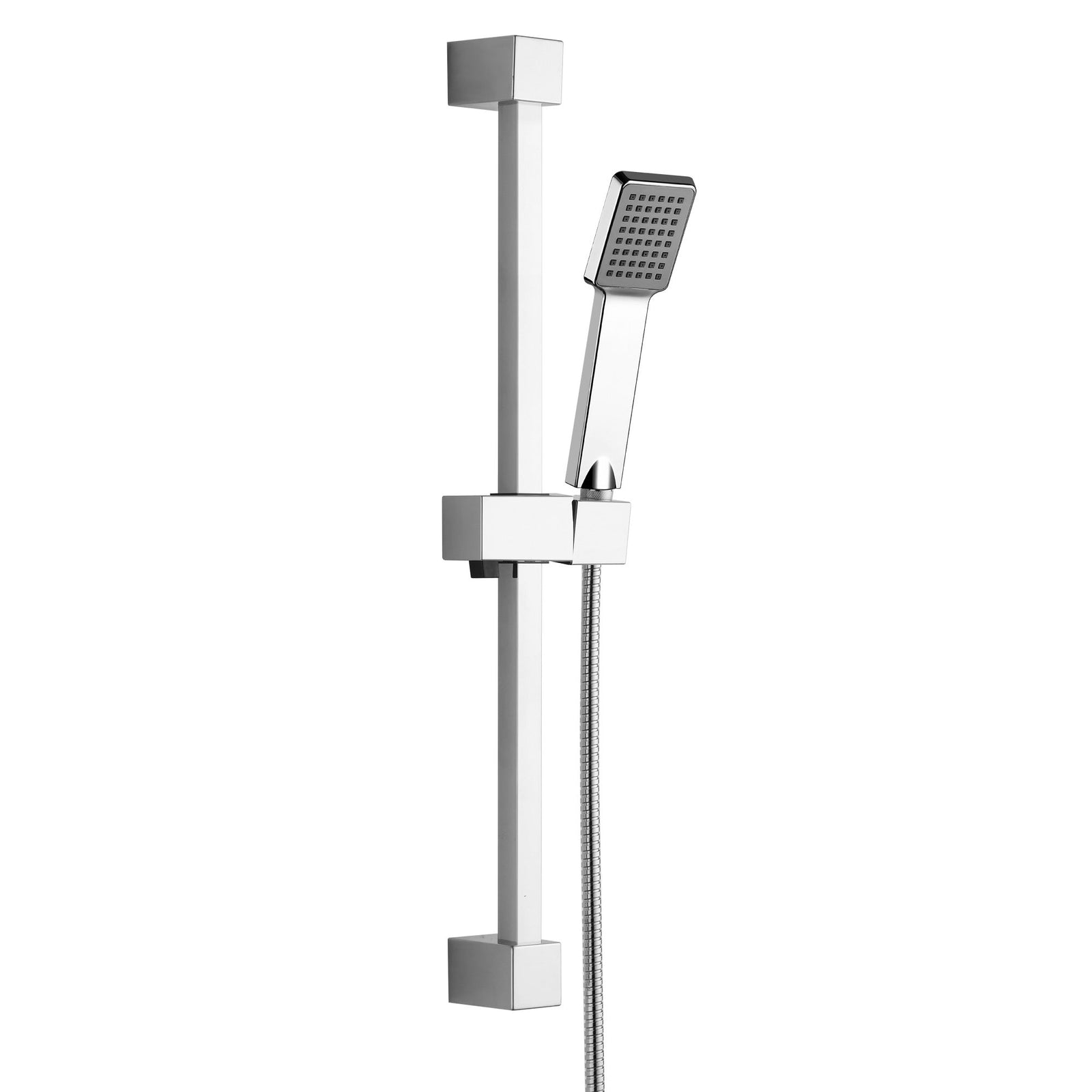 Olive Square 3 Way Concealed Thermostatic Shower Mixer Valve, Wall Shower Head, Handset, Slider Rail, 4x Body Jets Set Chrome