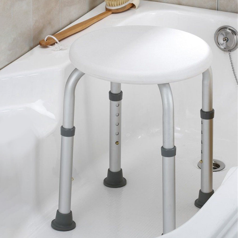 Round Light Weight Non-Slip Shower & Bath Stool with Adjustable Feet