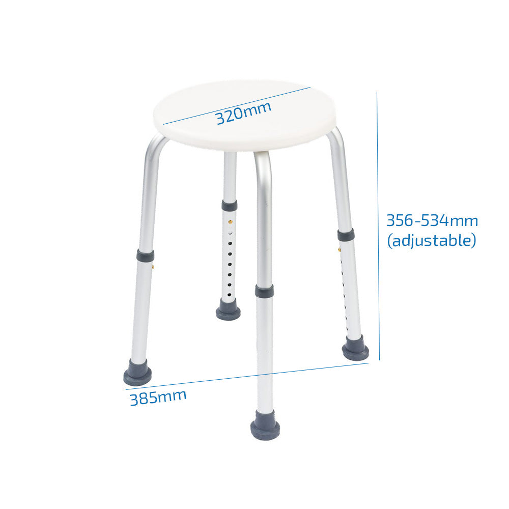Round Light Weight Non-Slip Shower & Bath Stool with Adjustable Feet