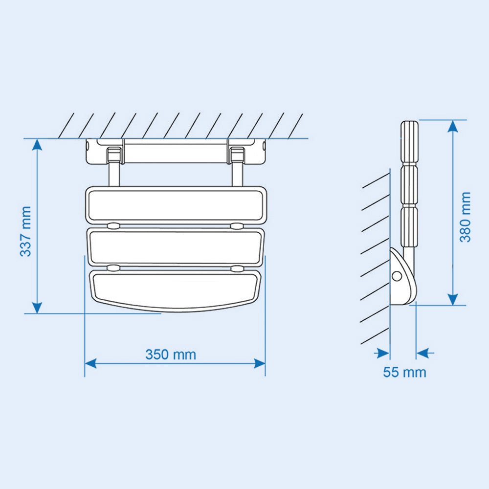 Kayson 350mm Foldable Wall Mounted Shower Seat Compact Mobility Aid White