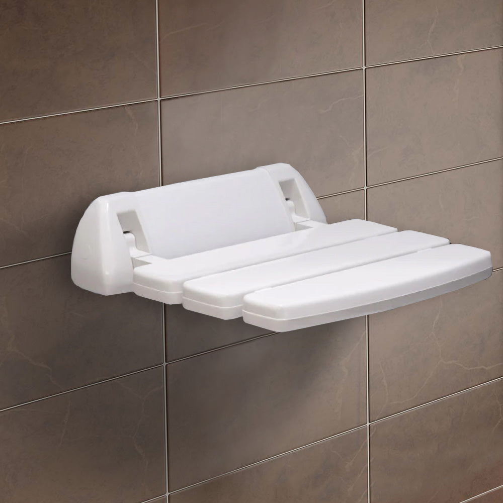 Kayson 350mm Foldable Wall Mounted Shower Seat Compact Mobility Aid White