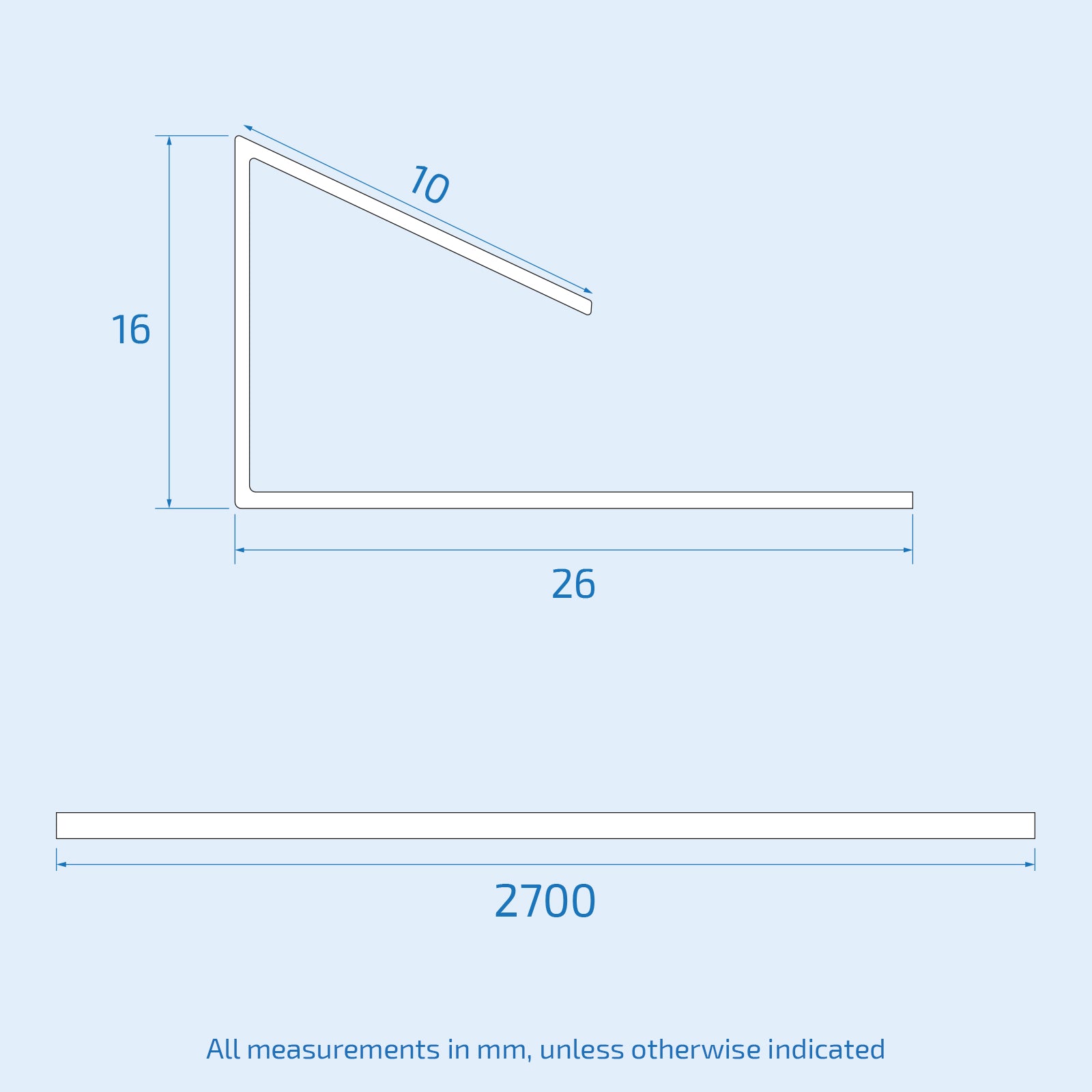 Starter/End 10mm Chrome Trim 2700mm Length