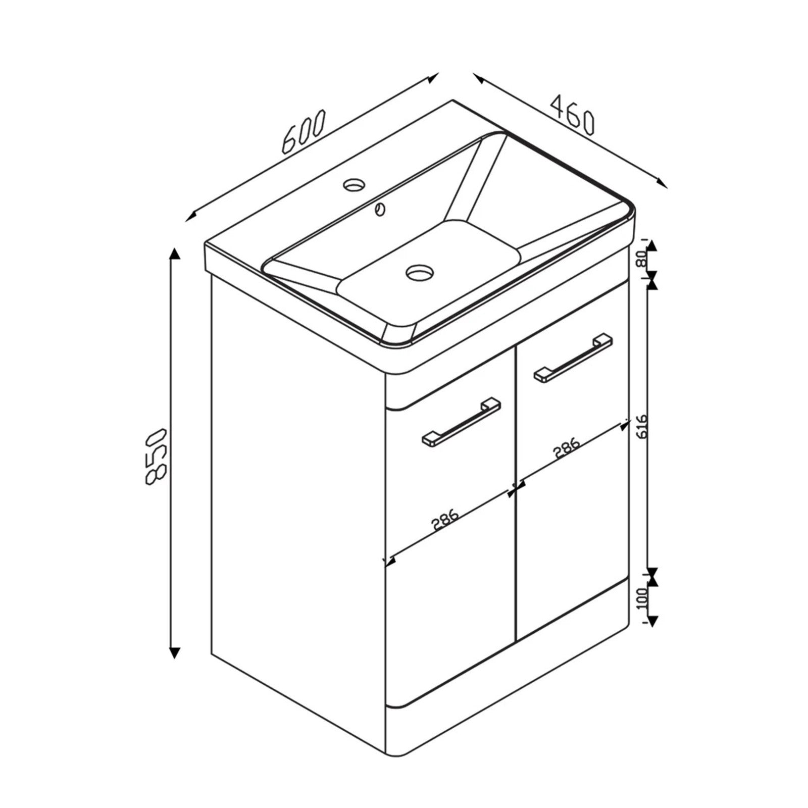 Dark Grey 1100mm Basin Vanity Unit WC BTW Rimless Toilet