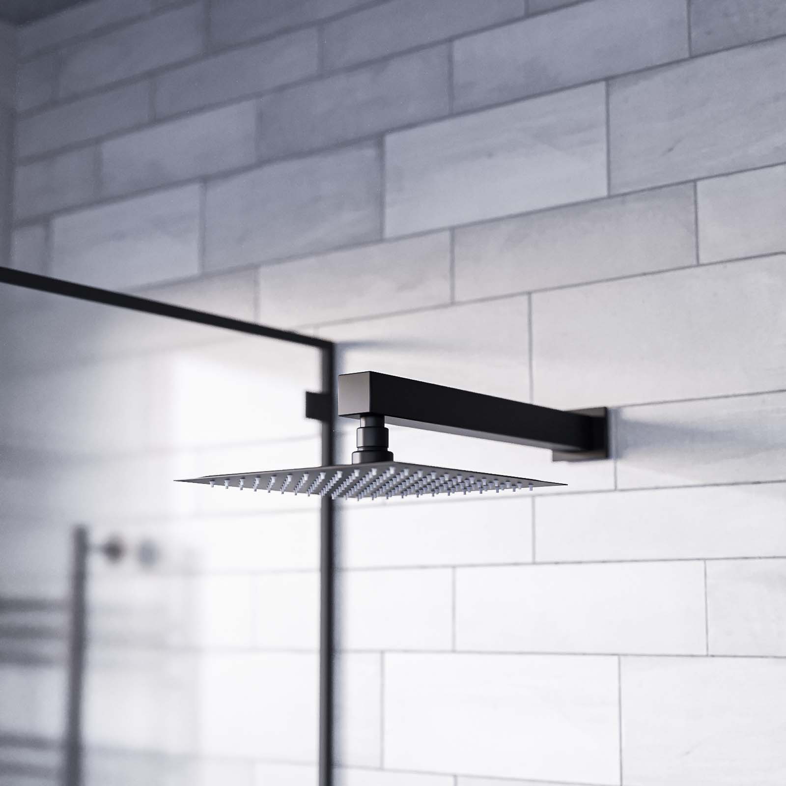 Temel Concealed Thermostatic Mixer Valve, Handset, Shower Head Set Black Matte