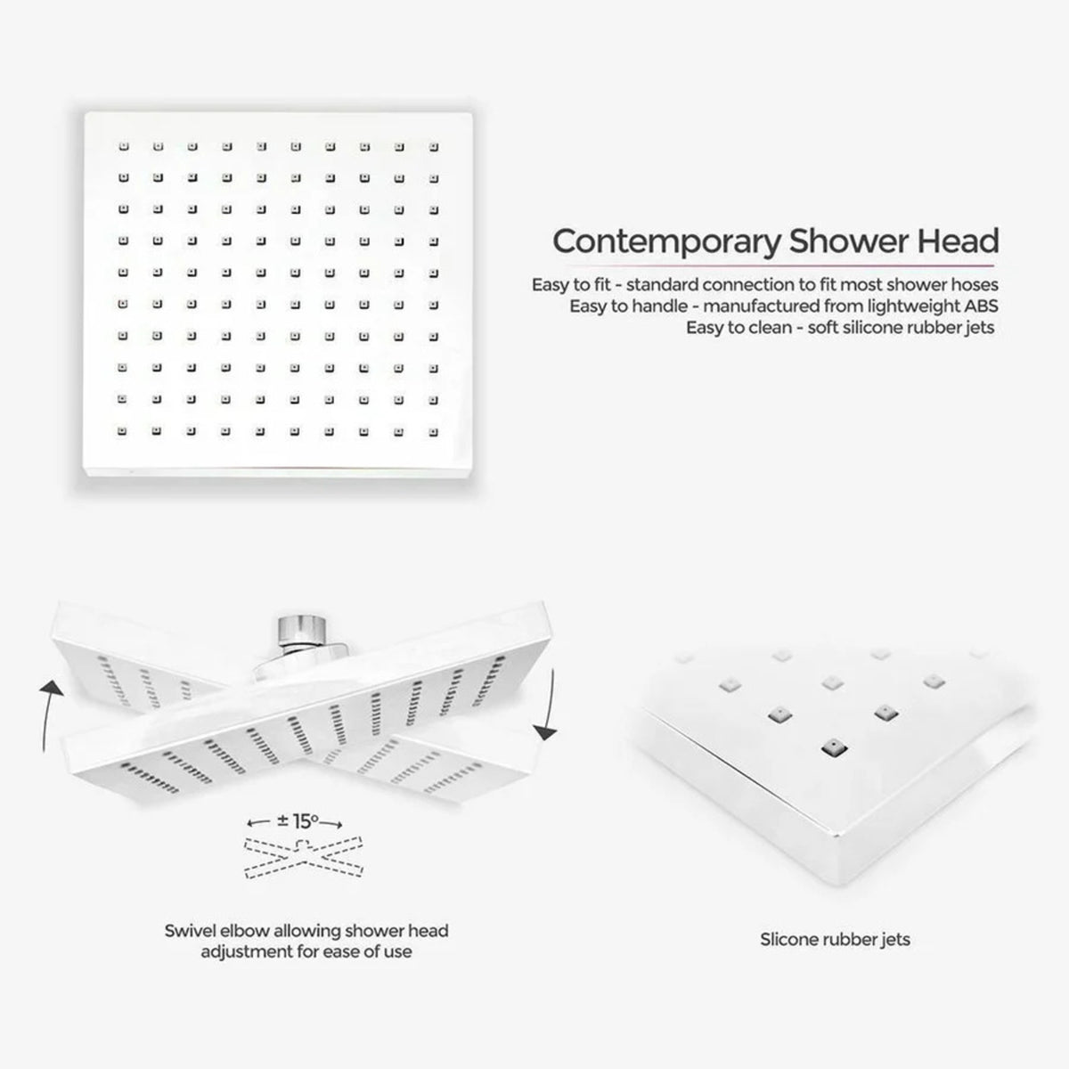 Olive Square 3 Way Concealed Thermostatic Shower Mixer Shower Head Handset & Body Jets Set