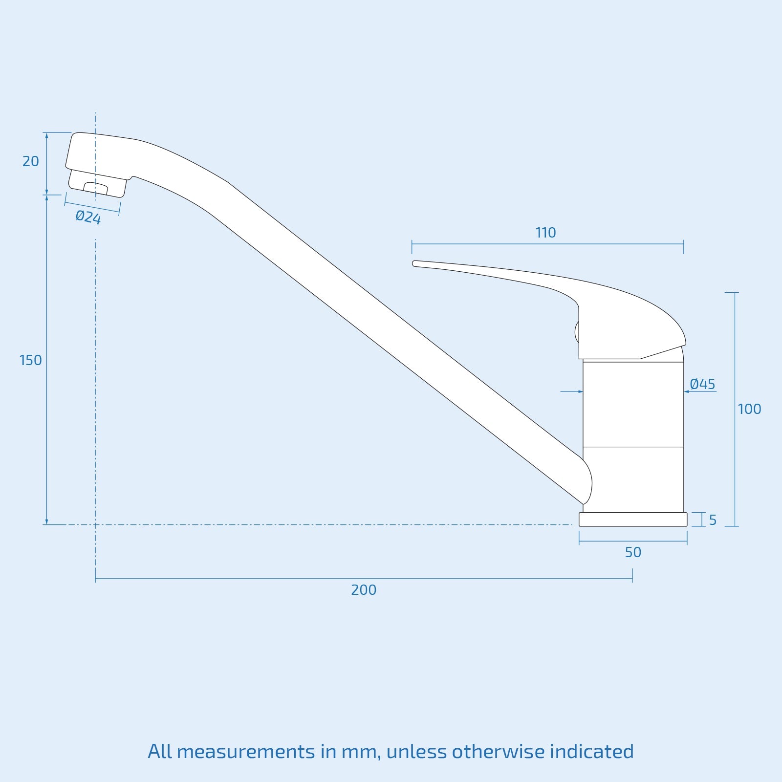 Modern Chrome Single Lever Kitchen Mixer Tap