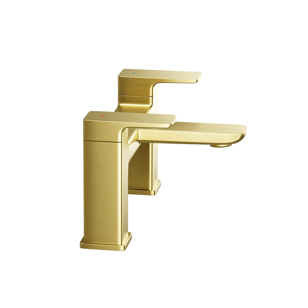 Astra Square Gold Brushed Brass Bathroom Square Deck Mounted Bath Filler Tap