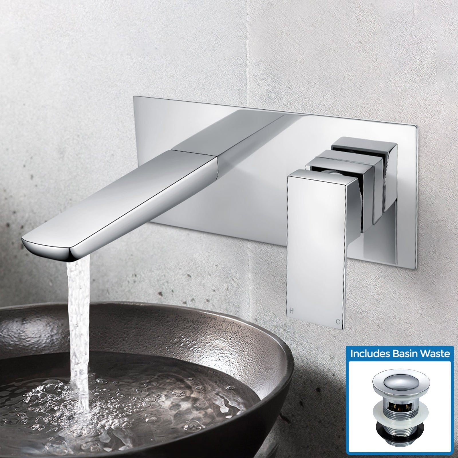 Astra Contemporary Concealed Wall Mounted Basin Sink Mixer Tap