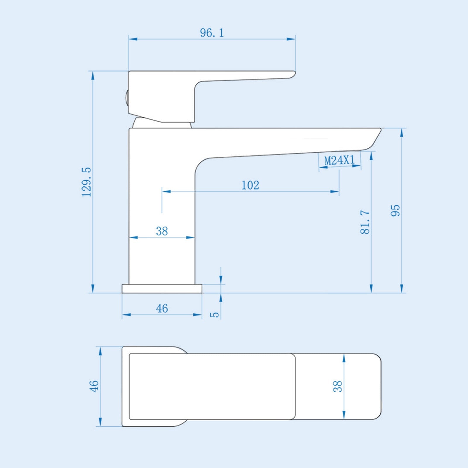 Astra Cloakroom Brushed Brass Square Basin Mono Mixer Tap