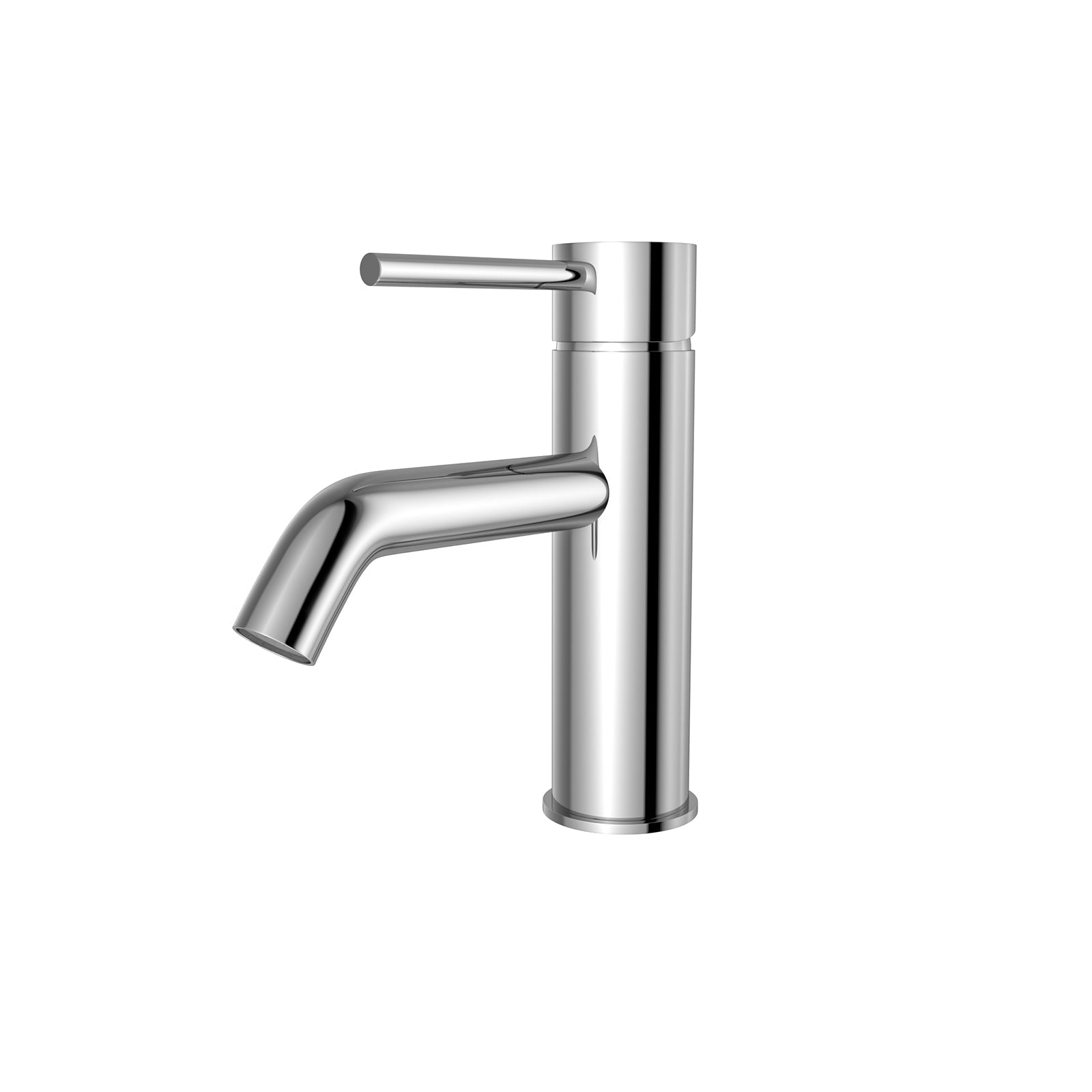 Chrome Deck Mounted Round Single Lever Basin Mono Tap with Waste