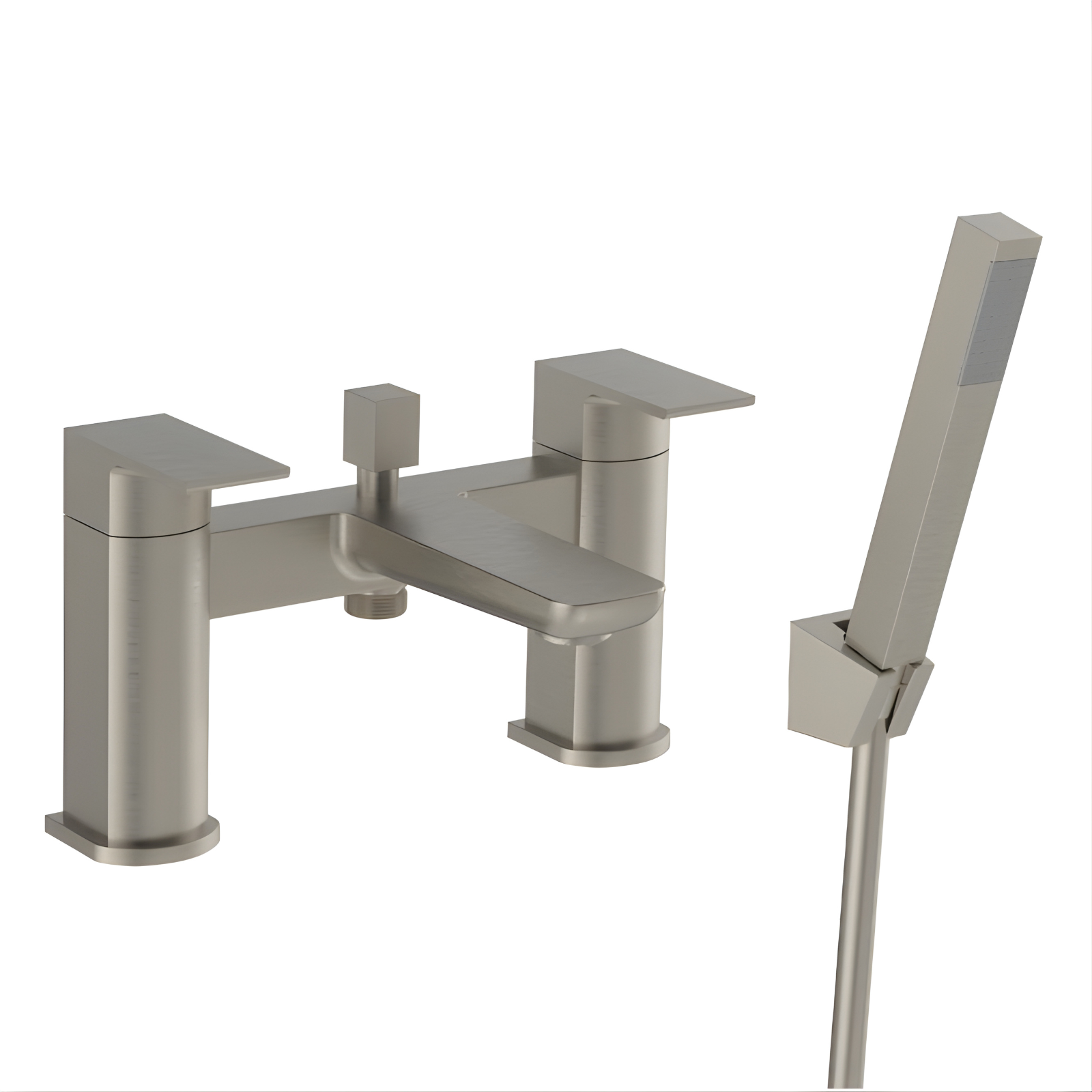 Kartell Kolt Brushed Nickel Twin Lever Bath Shower Mixer + Shower Kit - TAP335KBN