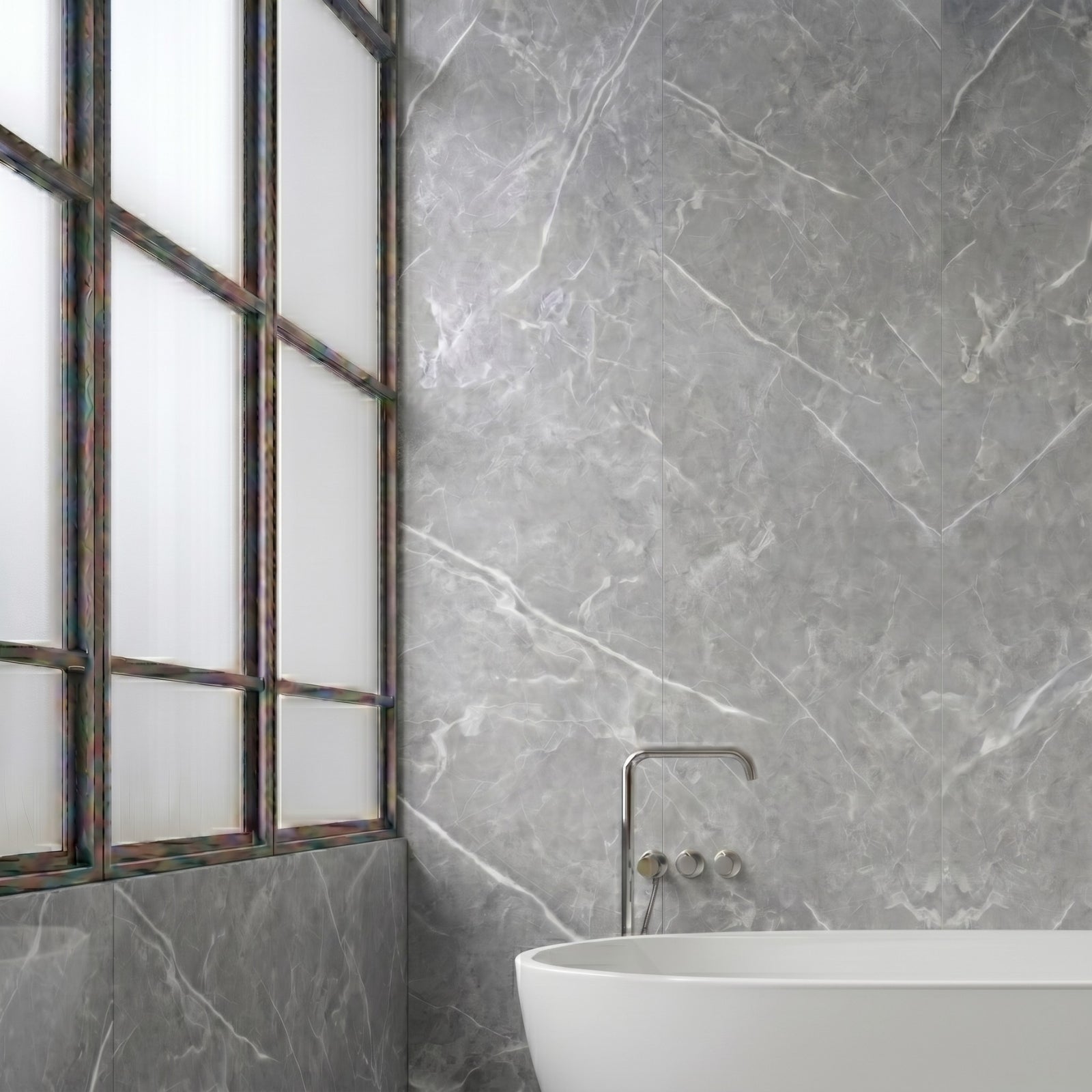 Tuscany Grey Marble PVC Shower Wall Panel 1000mm x 2400 mm x 10mm