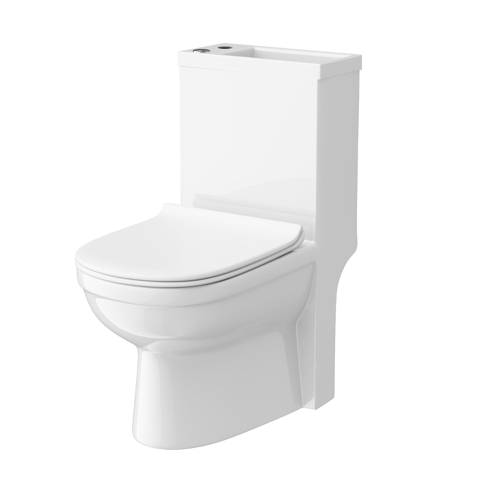 White Modern One Piece 2 in 1 Close Coupled Pan Round with Basin