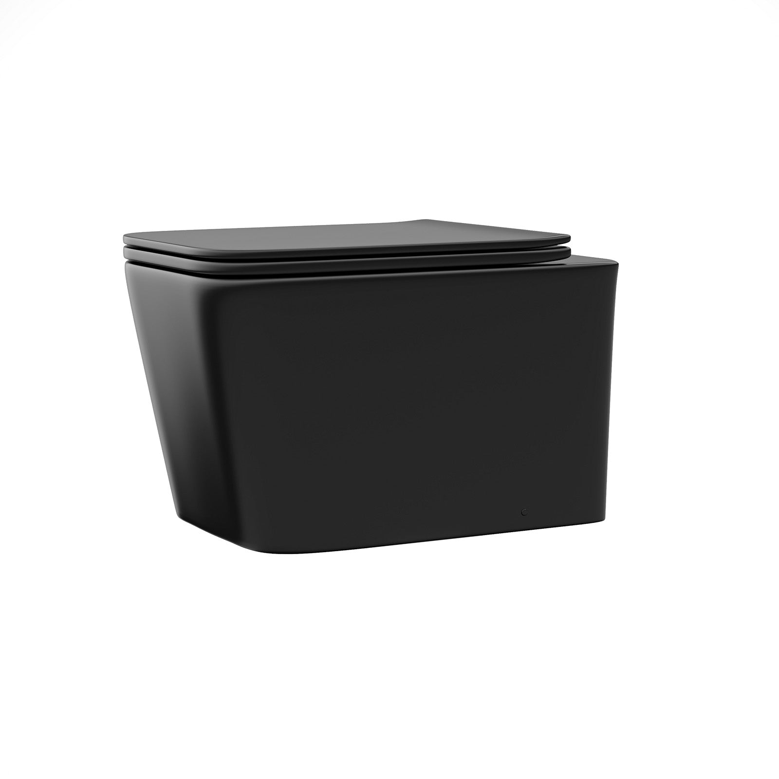 Matt Black Square WH Toilet Top/Front Frame & Round Button Flush Plate